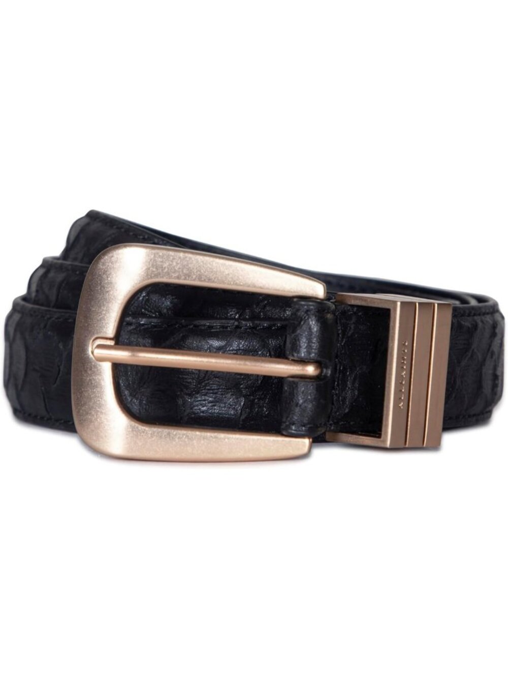 Chic Women's Feather Edge Snake Belt with Triple Metal Keeper & Tip, 1 Inch